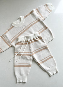 KNITTED STRIPED SET | LATTE