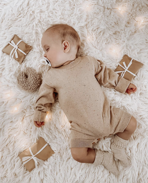 KNITTED SPRINKLE ROMPER | OAT