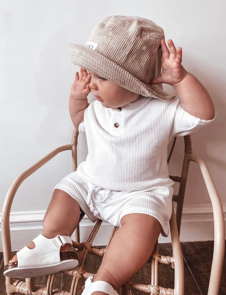 RIBBED TEE AND SHORTS SET  |  WHITE ~ SECONDS ~